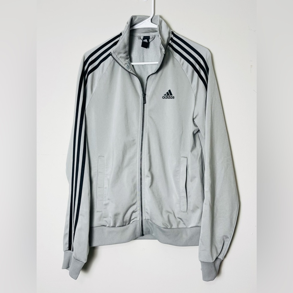 Adidas Long Sleeve Track Suit Sweater Stripes Gray Small Athleisure Fitness Out